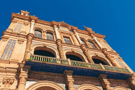 Detail of Beautiful Plaza de Espana, Seville, Spain