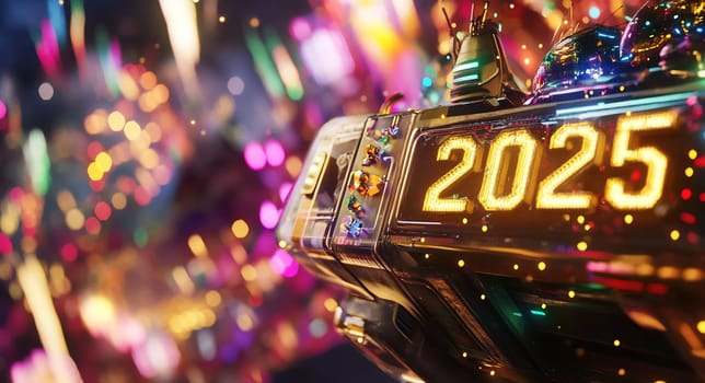A lively display of fireworks illuminates the night sky as people celebrate the arrival of 2025 with joy and excitement.