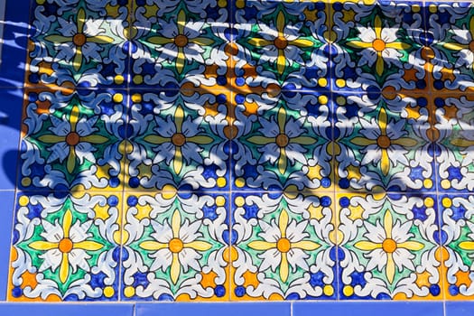 Tiled floor of Plaza de Espana in Seville, Spain