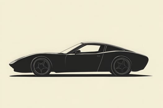 A sleek, minimalist design showcases the silhouette of a classic car, highlighted by its clean lines and simple contours. The car rests elegantly against a muted backdrop, emphasizing its form.