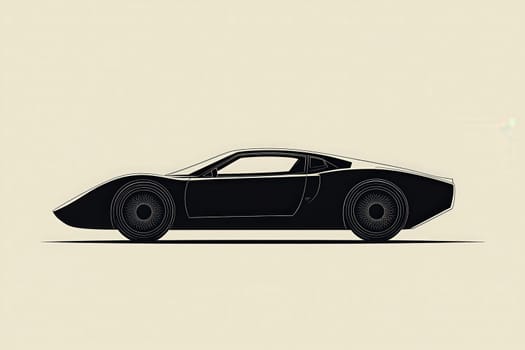 The artwork features a clean and minimalist silhouette of a car, emphasizing its sleek design against a simple light-colored backdrop. The composition highlights the cars curves and details.