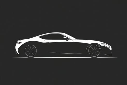 The artwork presents a clean, minimalist silhouette of a car against a dark background, highlighting its sleek curves and modern design. This design evokes a sense of sophistication and style.