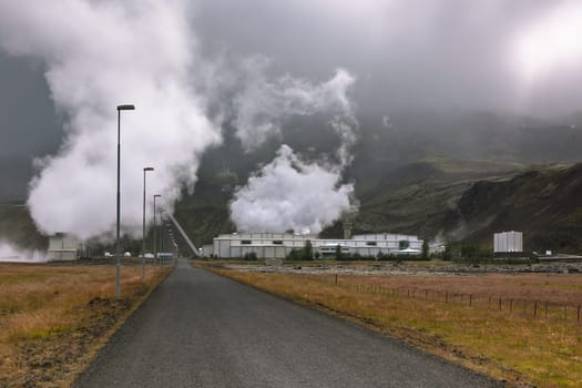 Geothermal Power Station in Iceland produces Ecology Clean energy