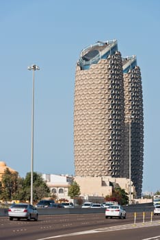 ABU DHABI, UAE - DECEMBER 24: View of The Al Bahr towers in Abu Dhabi on December 24, 2014. United Arab Emirates
