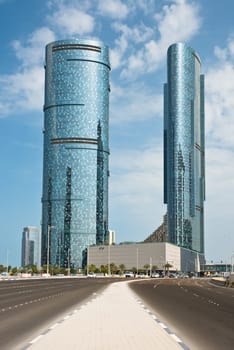ABU DHABI, UAE - DECEMBER 24: Abu Dhabi streets with skyscrapers on December 24, 2014. United Arab Emirates