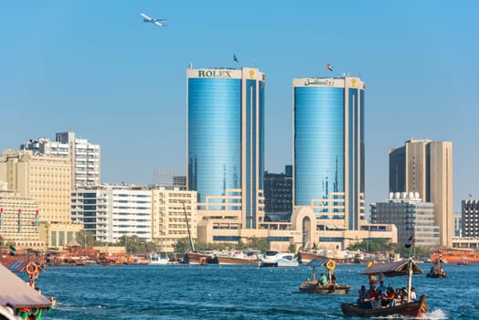 UAE, DUBAI - DECEMBER 27: traditional arabic boats at Dubai creek on December 27, 2014