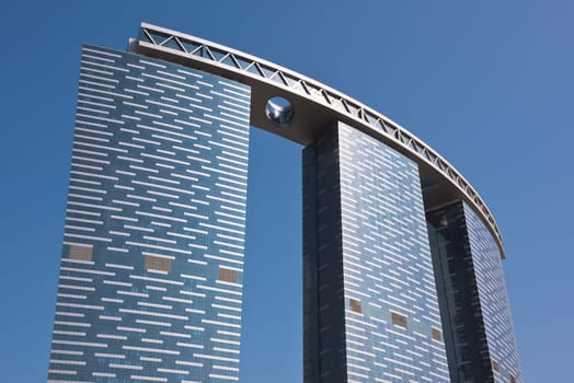 ABU DHABI, UAE - DECEMBER 24: Abu Dhabi The Gate Towers skyscrapers on December 24, 2014. United Arab Emirates