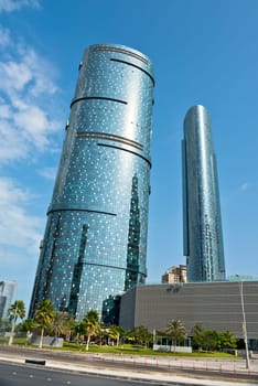 ABU DHABI, UAE - DECEMBER 24: Abu Dhabi streets with skyscrapers on December 24, 2014. United Arab Emirates