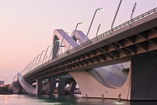 Sheikh Zayed Bridge in the evening, Abu Dhabi, United Arab Emirates