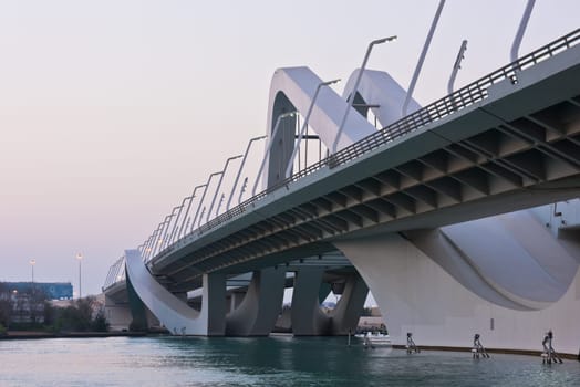 Sheikh Zayed Bridge in the evening, Abu Dhabi, United Arab Emirates