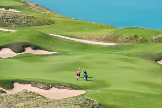 golf resort with the scenery of the sea. summer vacation