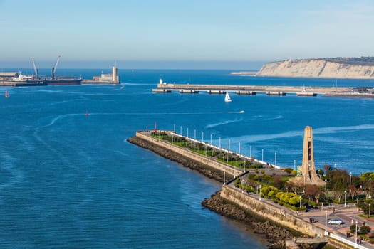 El Abra bay and Getxo pier and seafront. Basque country, The Northern Spain