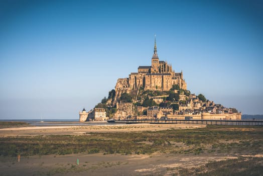 Mont Saint Michel monastery abbey on the island in Normandy, Northern France
