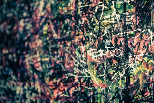 The wall full of messages from lovers in Juliet house, Verona, Italy.