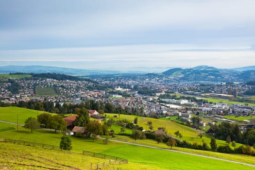 View from the mountains to the city of Lucerne, Switzerland