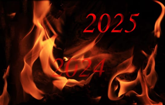 Turn of the year from 2024 to 2025 in the fire in the oven. The old year burns away, the new one begins