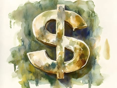 Watercolor Money Dollar Sign Cash Finance Payment