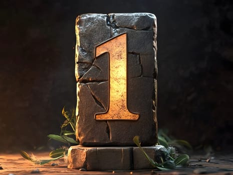 Gold Number 1 First Numeral One 3D Icon Logo Symbol