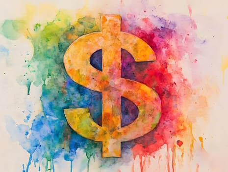 Watercolor Money Dollar Sign Cash Finance Payment