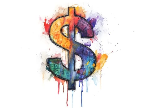 Watercolor Money Dollar Sign Cash Finance Payment