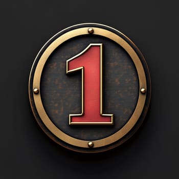 Gold Number 1 First Numeral One 3D Icon Logo Symbol