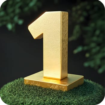 Gold Number 1 First Numeral One 3D Icon Logo Symbol