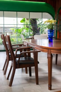 Beautiful coffee shop or cafe restaurant interior retro decoration, stock photo