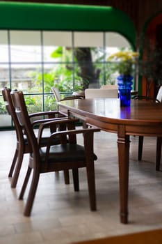 Beautiful coffee shop or cafe restaurant interior retro decoration, stock photo