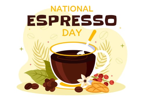 National Espresso Day Celebration Vector Illustration on November 23 Featuring a Coffee Cup and Beans in a Flat Style Cartoon Background