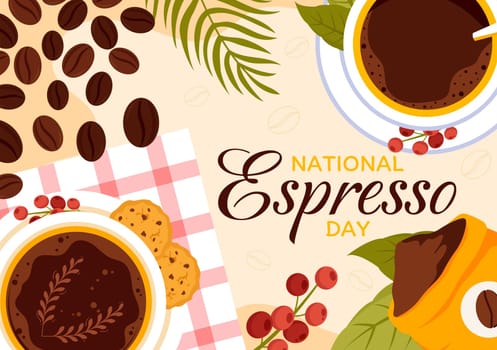 National Espresso Day Celebration Vector Illustration on November 23 Featuring a Coffee Cup and Beans in a Flat Style Cartoon Background
