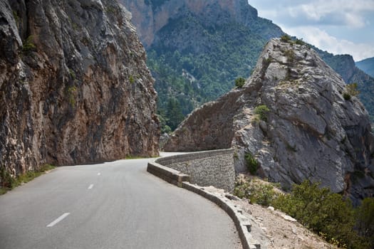 Road Turn in Mountains. Gorges du Verdon. Small GRIP shot