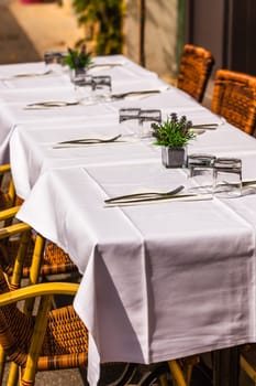 Cozy Restaurant tables ready for service. Small GRIP shot
