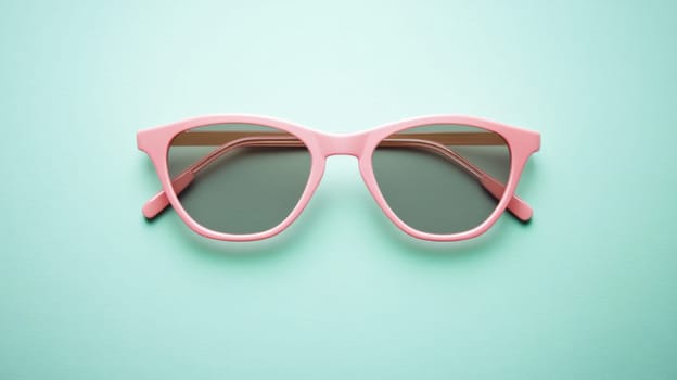 Retro sunglasses on light pastel background with bright colors and shadows, AI Generated