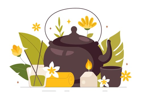 Illustration of Spa Beauty and Health featuring Natural Cosmetics and Eco Friendly Products for Problematic Skin or Facial Treatments in a Women