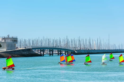FRANCE, LA ROCHELLE - SEPTEMBER 21: sailing training of young children in La Rochelle, France on September 21, 2015