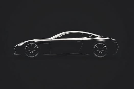 This artwork portrays a minimalist silhouette of a car, emphasizing its elegant curves and design. The dark backdrop enhances the sleek profile, reflecting modern automotive design.
