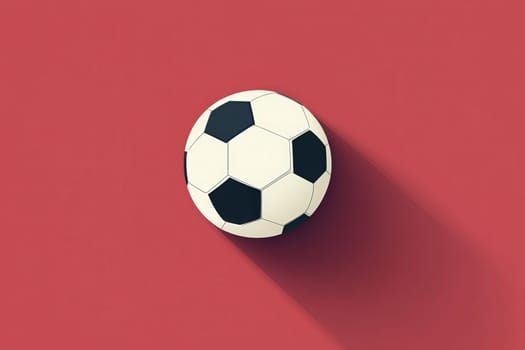 A minimalist football icon is displayed, showcasing a black and white patterned ball set against a vibrant red background, emphasizing simplicity and modern design in sports graphics.