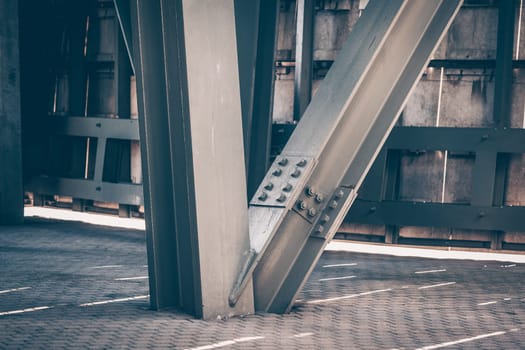 Steel Bridge frame close up. Toned image