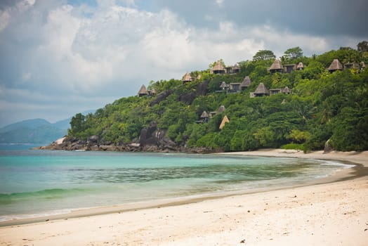Tropical beach at Mahe island Seychelles in sunny day
