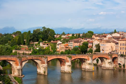 View of the August bridge in Albi, France. Horizontal shot