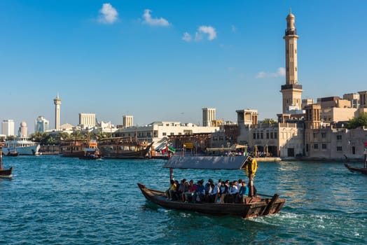 UAE, DUBAI - DECEMBER 27: traditional arabic boats at Dubai creek on December 27, 2014