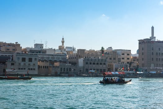 UAE, DUBAI - DECEMBER 27: traditional arabic boats at Dubai creek on December 27, 2014