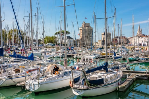 FRANCE, LA ROCHELLE - SEPTEMBER 21, 2015: View of yachts in the old port of La Rochelle France