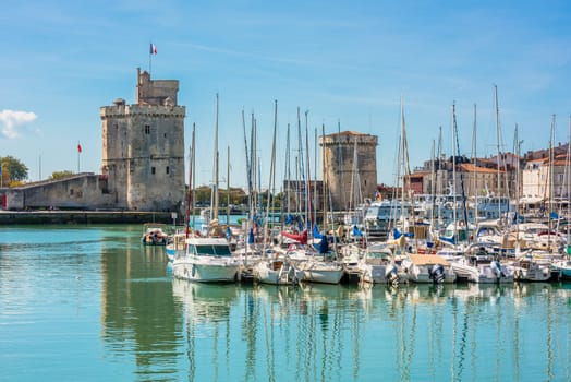 FRANCE, LA ROCHELLE - SEPTEMBER 21, 2015: View of yachts in the old port of La Rochelle France
