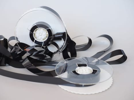 tangled magnetic tape from a vhs video tape