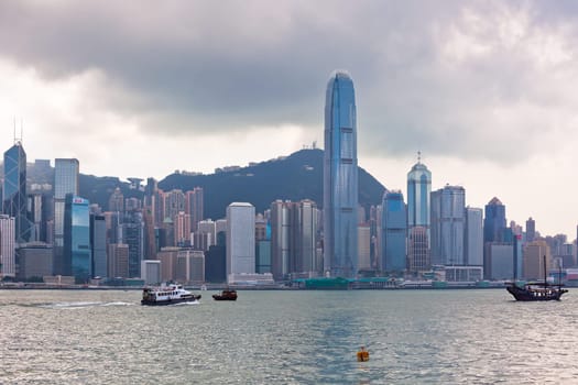 HONG KONG, HONG KONG - SEPTEMBER 22: sea front view with luxurious buildings in Hong Kong on September 22, 2012