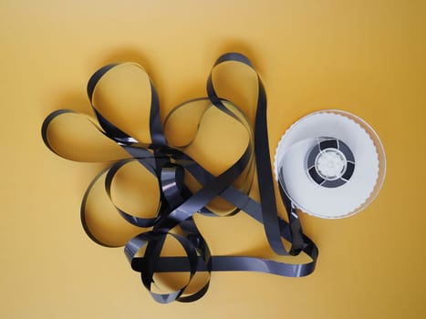 tangled magnetic tape from a vhs video tape