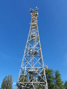 communication tower radio mast with antenna aerial