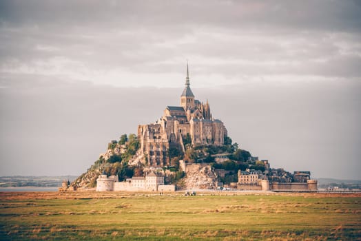 Mont Saint Michel monastery abbey on the island in Normandy, Northern France