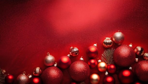 abstract red christmas background with copy space, AI generated image